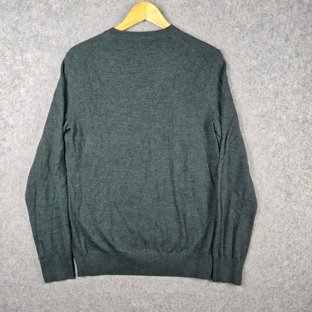 Banana Republic Sweater Mens Small Green Extra Fine Merino Wool V-Neck Pullover